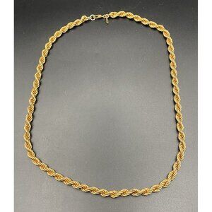 Vintage Monet Heavy 5 mm Rope Chain Necklace Gold Tone Signed 18" Layering